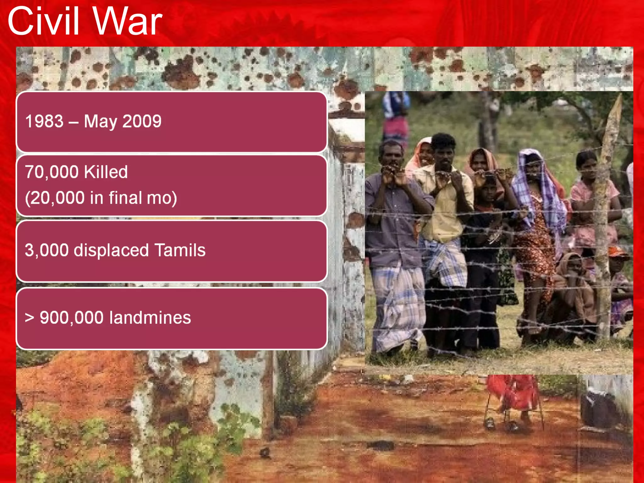 Civil War
http://www.cnn.com/2009/WORLD/asiapcf/05/29/srilanka.death.toll/index.html
http://maic.jmu.edu/Journal/7.2/notes/pickering/pickering.htm
 