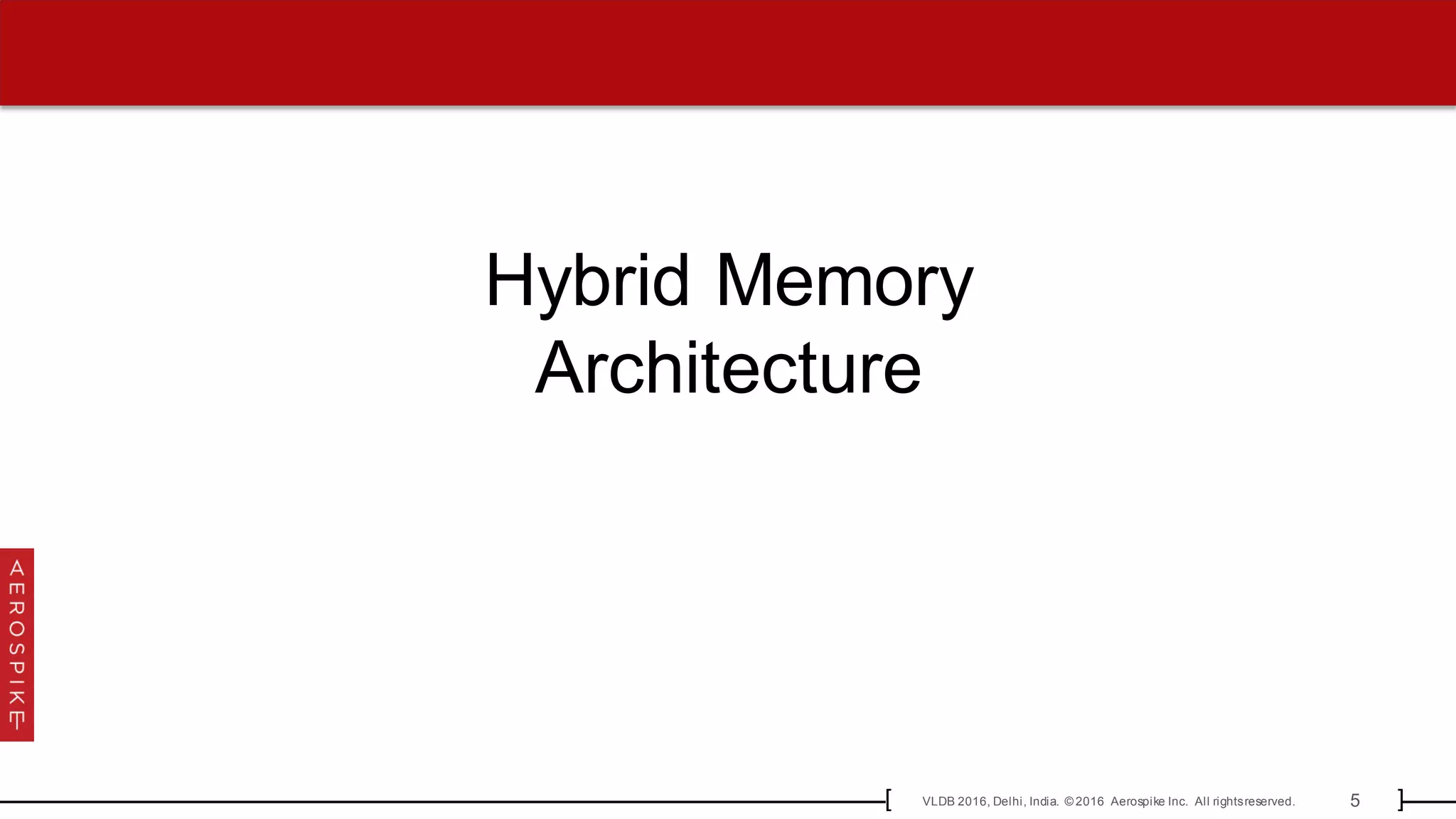 5VLDB 2016, Delhi, India. © 2016 Aerospike Inc. All rightsreserved.[ ]
Hybrid Memory
Architecture
 