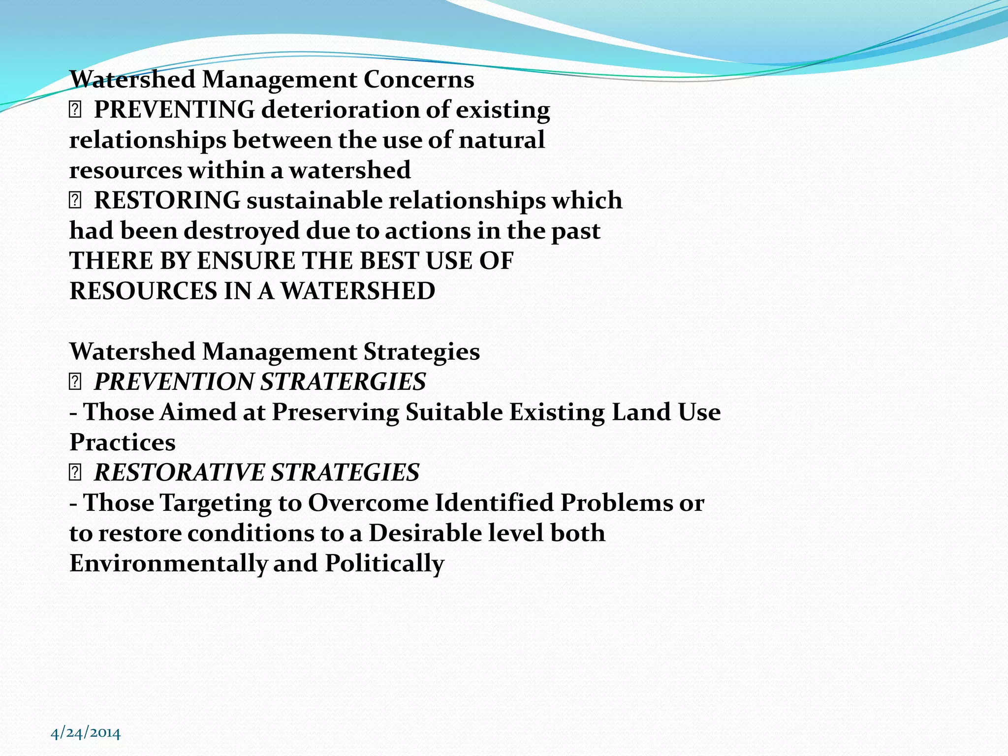 APPLICATIONS OF REMOTE SENSING AND GIS IN WATERSHED MANAGEMENT | PPTX