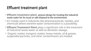 working principles of effluent treatment plants | PPTX