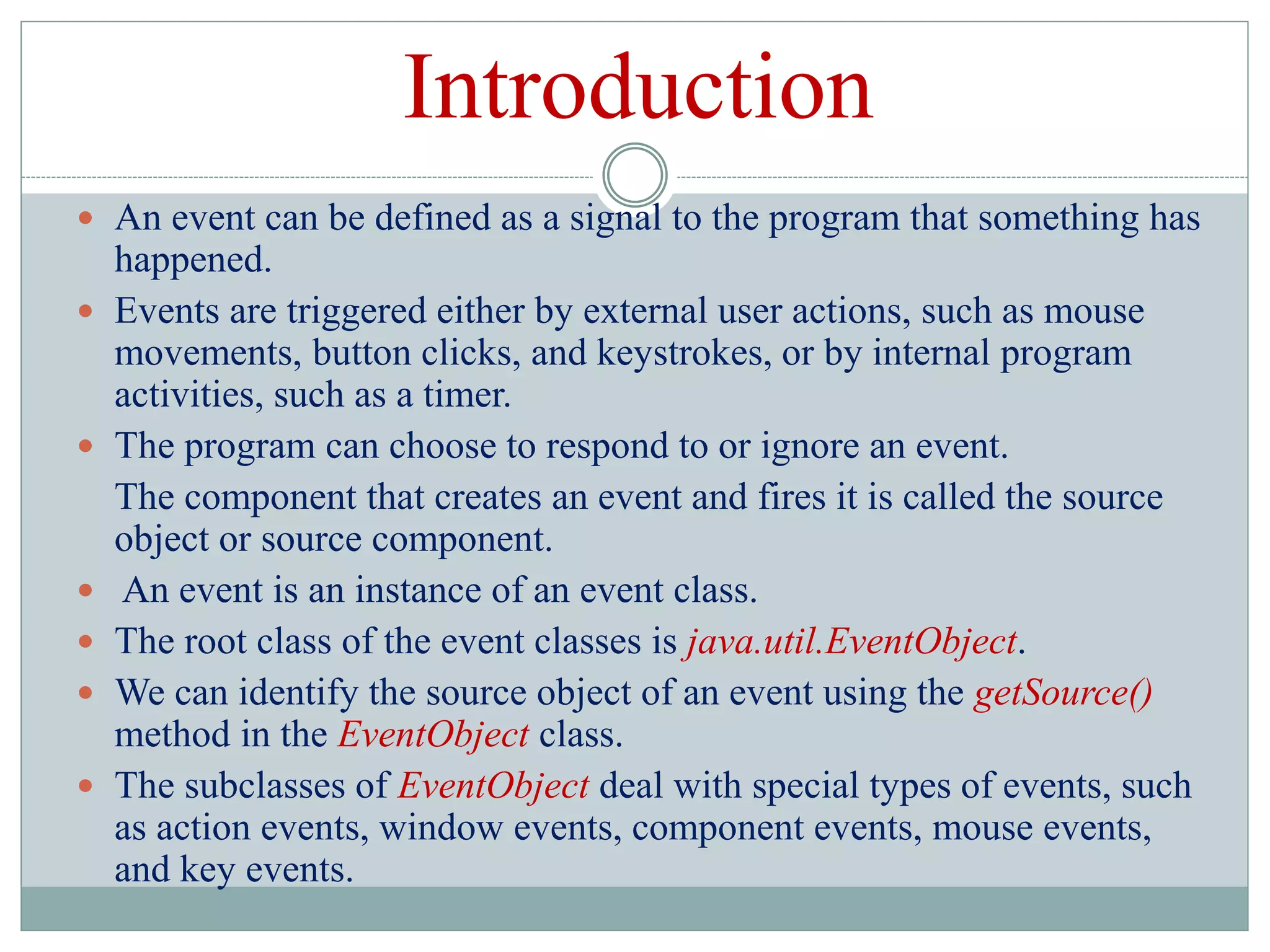 Event Handling in JAVA | PPT