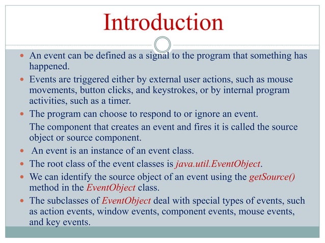 Event Handling in JAVA | PPTX