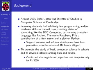Raspberry Study Seminar Presentation on Raspberry Pi | PDF