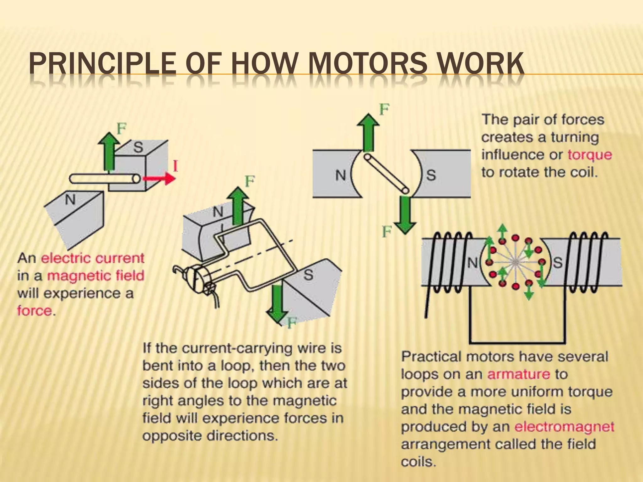 PRINCIPLE OF HOW MOTORS WORK 
 