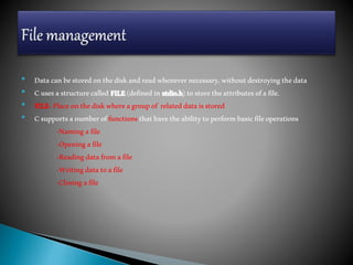 File Handling in C | PPTX | Programming Languages | Computing