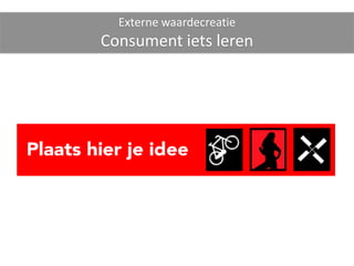 Externe waardecreatie
Consument iets leren
 