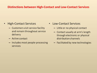 Distinctions between High-Contact and Low-Contact Services 