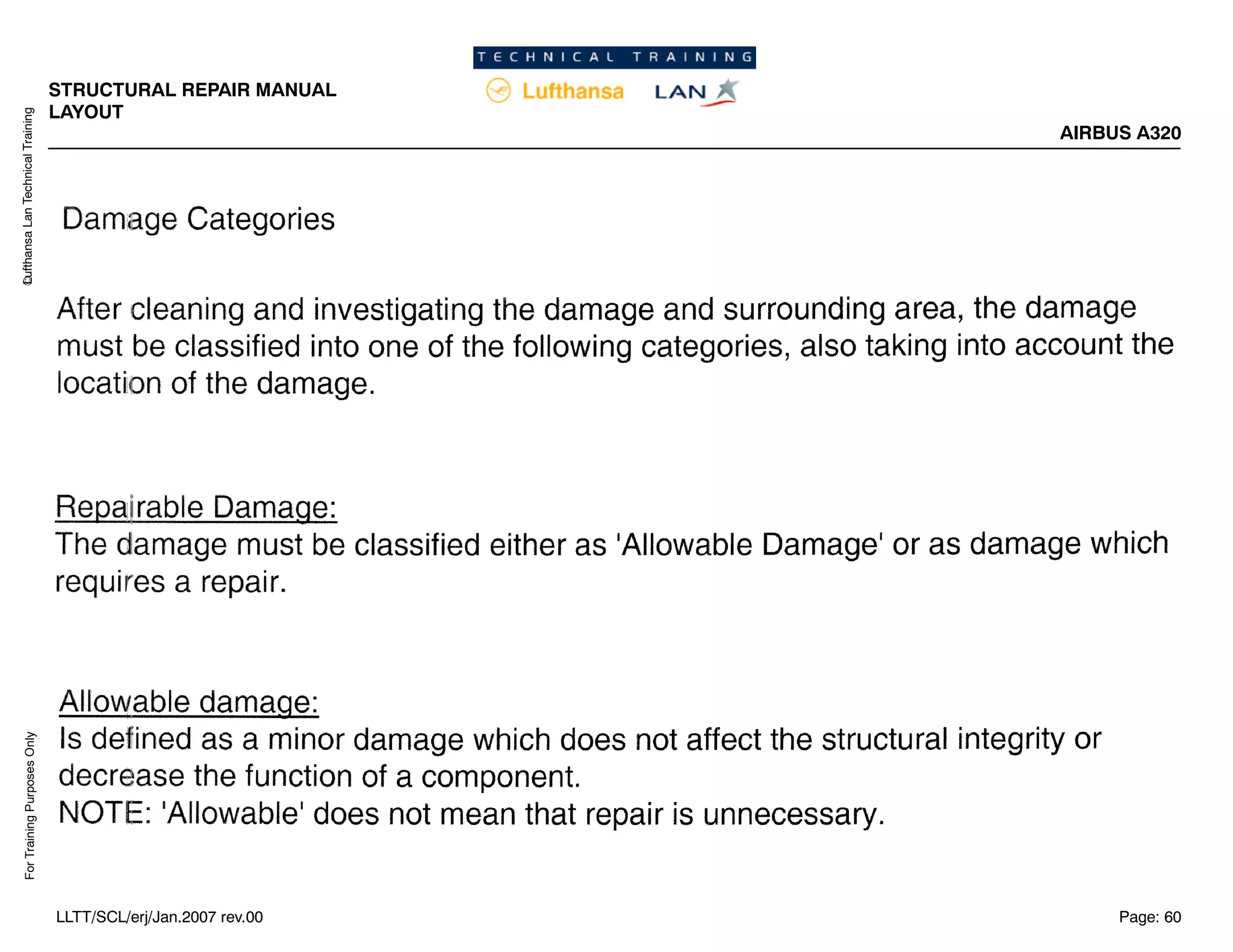 Lufthansa
Lan
Technical
Training
For
Training
Purposes
Only
STRUCTURAL REPAIR MANUAL
LAYOUT
AIRBUS A320
Page: 60
LLTT/SCL/erj/Jan.2007 rev.00
 