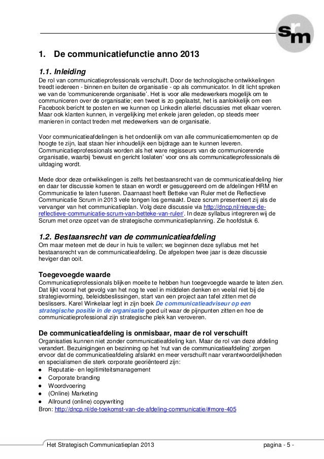 Srm het strategische communicatieplan 2013 syllabus