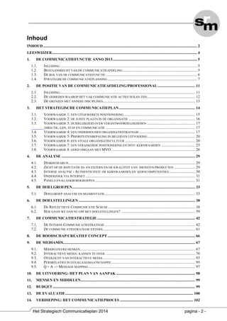 Het strategische communicatieplan 2014 syllabus wk