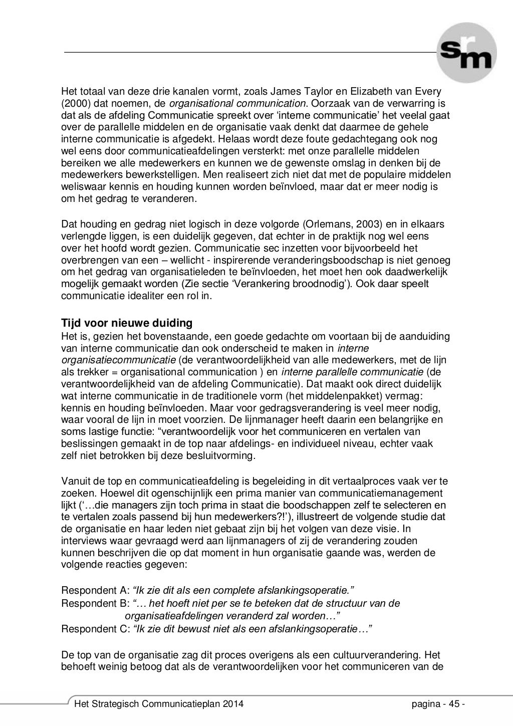 Het strategische communicatieplan 2014 syllabus wk