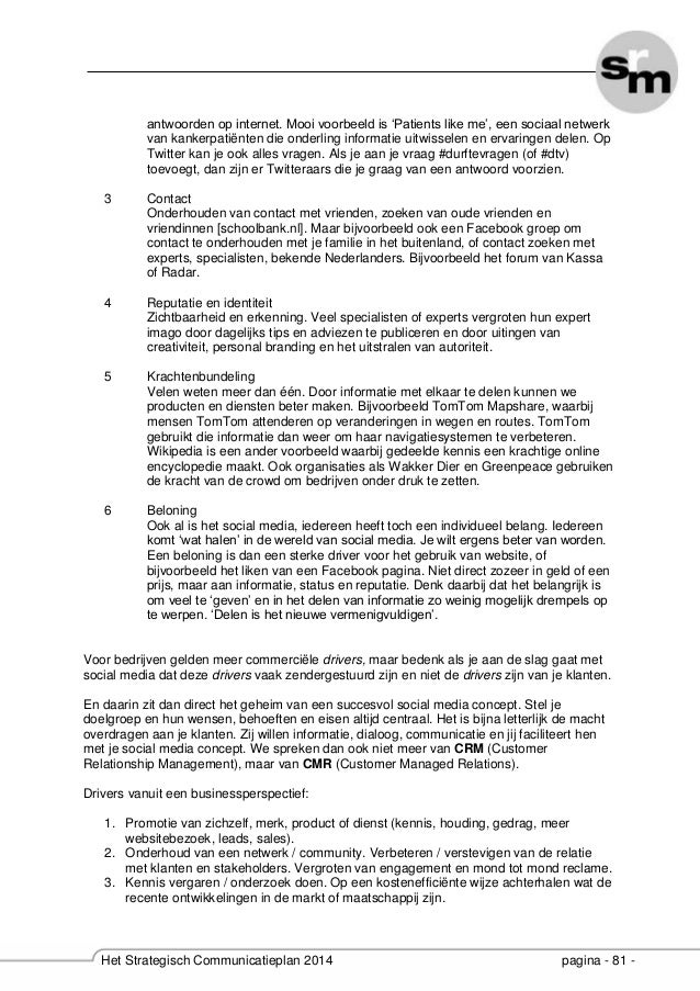 Het strategische communicatieplan 2014 syllabus wk