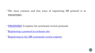 Developing a Systematic Review Protocol | PPTX