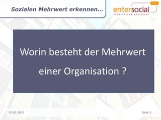 Sozialen Mehrwert erkennen…Worin besteht der Mehrwert einer Organisation ?