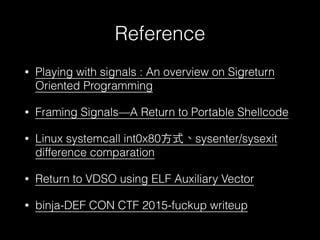 Sigreturn Oriented Programming | PDF