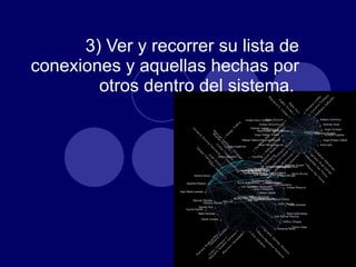 3) Ver y recorrer su lista de conexiones y aquellas hechas por otros dentro del sistema.  