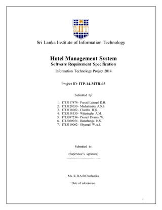 SRS document for Hotel Management System
