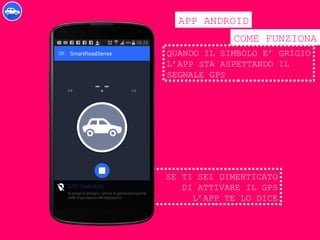 SE TI SEI DIMENTICATO
DI ATTIVARE IL GPS
L’APP TE LO DICE
COME FUNZIONA
APP ANDROID
QUANDO IL SIMBOLO E’ GRIGIO
L’APP STA ASPETTANDO IL
SEGNALE GPS
 