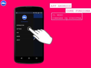 COME FUNZIONA
APP ANDROID
IL MENU
COMPARE DA SINISTRA
 
