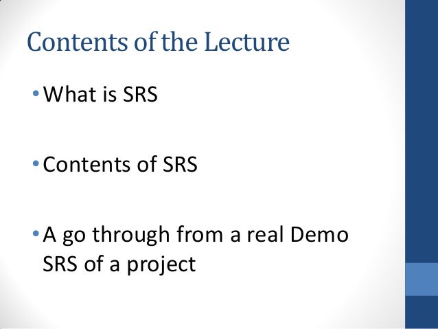 What Is Srs >> How To Make Srs What Is Srs >> How To Make Srs