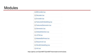 Modules
https://github.com/OpenNMT/OpenNMT/tree/master/onmt/modules
 