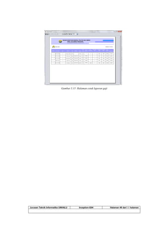 Jurusan Teknik Informatika UNHALU Inception-G04 Halaman 49 dari 55 halaman
Gambar 5.15 Halaman cetak laporan gaji
 