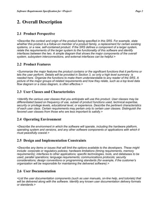 software requirements specification template | DOC