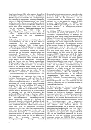Erste Recherchen des SRU haben ergeben, dass alleine           ökonomische Optimierungsrechnungen zugrunde, sodass
die Speicherwasserkraftwerke Tonstad und Kvilldal unter        die für das Zieljahr ausgewiesenen Kapazitäten nicht
Berücksichtigung von Fallhöhe und Fassungsvermögen             überschätzt sind. Da für Szenario 2.1.a nur der
der Unterseen ein theoretisches Pumpspeicherpotenzial          Elektrizitätsaustausch mit Dänemark und Norwegen
von etwa 12 TWh aufweisen (bezogen auf einen Umlauf            zugelassen ist, wird die gesamte im Szenario für 2050
des Speicherinhalts). Da das norwegische System jedoch         berechnete Überschussleistung von 42 GW nach
aus zahlreichen Speicherwasserkraftwerken mit Unterseen        Dänemark und Norwegen übertragen und dort neben dem
besteht, kann davon ausgegangen werden, dass große             direkten     Verbrauch   in   Pumpspeicherkraftwerken
Teile der vorhandenen Speicherwasserkapazität von              zwischengespeichert.
84,3 TWh      (Nord      Pool    ASA      2010a)     zu
                                                               Aus Abbildung 4-17 ist zu entnehmen, dass die 1. und
Pumpspeicherkapazität ausgebaut werden kann. In
                                                               2. Ausbaustufe zur Nutzung der Lastsenken und der
Szenario 2.1.a besteht dafür ein maximaler Bedarf von
                                                               vorhandenen Pumpspeicherleistung in Norwegen mit
22 TWh      (maximal     ein-   oder    ausgespeicherte
                                                               circa 8 GW schon relativ schnell (zwischen den Jahren
Energiemenge).
                                                               2014 und 2020) nicht mehr ausreichen werden, um die in
Zur Erreichung der in Szenario 2.1.a benötigten Ein- und       Deutschland erzeugte Überschussleistung aufzunehmen.
Ausspeicherleistung von circa 50 GW muss neben der             Berechnungen der für den vorgeschlagenen Ausbau der
Pumpleistung      auch     die    Turbinenleistung    der      Windenergie erforderlichen Speicherleistung (bezogen
norwegischen Kraftwerke (bisher 22 GW) erweitert               auf die ermittelte Leistung des Jahres 2050) ergeben im
werden. Für diesen Ausbau der Speicherwasserkraftwerke         Übergangsszenario 2.1.a ab dem Jahr 2017 einen
sind zusätzliche Investitionen in Form von zusätzlichen        Speicherbedarf von mehr als 8 GW in Norwegen. Im Jahr
Zuflusstunneln, Druckschächten, Pumpen und Turbinen            2020 steigt dieser Bedarf bereits auf circa 16 GW.
notwendig, die eine langfristige Planungsgrundlage und         Innerhalb weiterer fünf Jahre erhöht sich dieser Bedarf
entsprechende Vorlaufzeiten in der Realisierung                um weitere 10 GW. Entsprechendes gilt für den Aufbau
erfordern. Nach Einschätzung des SRU ist zu erwarten,          der Übertragungskapazitäten, der einen noch größeren
dass diese Erweiterungen jeweils schneller realisiert          Engpass darstellt. Die verfügbare und zurzeit geplante
werden können, als der entsprechende Leitungsausbau            Übertragungskapazität zwischen Deutschland und
durch die Nordsee oder der Neubau entsprechender               Norwegen beträgt lediglich etwas mehr als 4 GW, wovon
Hochspannungsleitungen von der deutschen Nordseeküste          zurzeit erst circa 1,5 GW existieren. Ein anspruchsvoller
in die deutschen Verbrauchszentren. Der wesentliche            Ausbau der regenerativen Elektrizitätserzeugung in
Grund für die erwarteten relativ kurzen Vorlauf- und           Deutschland, wie er auch von der Bundesregierung
Planungszeiten liegt darin, dass keine neuen Speicherseen      beabsichtigt ist, erfordert selbst bei einer geringeren
angelegt werden müssen und der größte Teil der                 Ausbaugeschwindigkeit als vom SRU in den vorgelegten
Bauvorhaben       unterirdisch     (Tunnelvortrieb    und      Szenarien angenommen, neben der Anbindung der
Kavernenbau für Pumpen und Turbinen) stattfinden kann.         Windenergieerzeugungskapazitäten an die deutschen
                                                               Verbrauchszentren (siehe unten) einen möglichst
Zur Abschätzung der zukünftigen Entwicklung der
                                                               schnellen Ausbau der Übertragungskapazitäten zwischen
benötigten Speicherleistung wurde auf Basis des in
                                                               Deutschland          und      den        skandinavischen
Kapitel 4.2 vorgestellten Ausbaus der regenerativen
                                                               Wasserkraftkapazitäten sowie den möglichst schnellen
Stromerzeugungskapazität und der zu deckenden Last in
                                                               Umbau der skandinavischen Speicherwasserkraftwerke zu
Deutschland ein jeweils möglicher Entwicklungspfad
                                                               Pumpspeicherkraftwerken.
berechnet. Die Kurven in Abbildung 4-17 zeigen die
durch Wind oder Photovoltaik erzeugten Leis-                   Wie die Berechnungen aus Szenario 2.1.a zeigen, kann
tungsspitzen, welche die in der Simulation berechnete          besonders    Norwegen       aufgrund     seiner   großen
minimale deutsche Netzlast von 35 GW beziehungsweise           Speicherwasserkraftwerksvolumina (84 TWh), der auf
die maximale Last von 81 GW übersteigen. Die                   Kaskaden von Speicherseen beruhenden Wasserkraft-
resultierende Überschussleistung ist damit ein Indikator       nutzung und seiner relativ einfachen leitungstechnischen
für die Notwendigkeit des Ausbaus von Speicherleistung         Anbindung (keine Querung von dicht besiedelten
und      grenzüberschreitender      Übertragungskapazität.     Gebieten) an die deutsche Windenergienutzung in der
Hierbei überzeichnet Abbildung 4-17 allerdings die             Nordsee eine zentrale Rolle für den erfolgreichen Ausbau
ökonomisch sinnvoll zu befriedigende Nachfrage, da jede        der     Elektrizitätserzeugung     aus      regenerativen
Überschussleistung berücksichtigt wird, auch wenn sie          Energiequellen in Deutschland spielen. Auch Schweden
nur in einer Stunde des Jahres auftritt. Seltene Lastspitzen   kann aufgrund einer ähnlichen Struktur der
führen aber nicht zur ökonomisch notwendigen                   Speicherwasserkraftwerke wie in Norwegen und einer
Auslastung von Speichern oder Übertragungsleistungen.          Speicherwasserkraftwerkskapazität von circa 34 TWh
Somit kann davon ausgegangen werden, dass die                  eine ähnliche Rolle übernehmen und das mögliche
erforderlichen Leistungen in der Übergangszeit nicht           Angebot Norwegens ergänzen. Eine entsprechende Rolle
unerheblich unter den in Abbildung 4-17 ausgewiesenen          kann von den Alpenländern Österreich und Schweiz
Kapazitäten liegen werden. Im Jahr des Zielszenarios           aufgrund der sehr viel geringeren Speichervolumina
liegen      den      berechneten         Speichern       und   (zusammen weniger als 30 TWh), häufig fehlender
Übertragungsleistungen         allerdings         technisch-   Unterseen und der Inanspruchnahme ihrer Kapazitäten

64
 