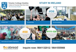 Study in Ireland - trinity college Dublin