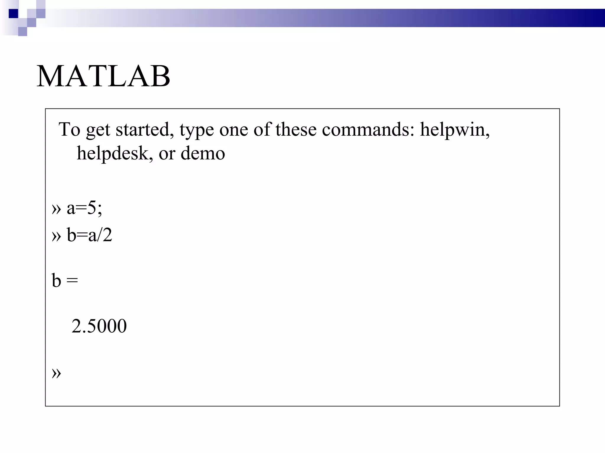 Brief Introduction to Matlab | PPT