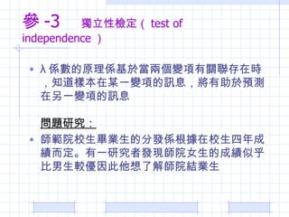  -3  ԙz test of independence   SԭS춮ɂ׃Pڕr֪ӱĳһ׃헵ӍϢAyһ׃헵ӍϢ }о ԺУIķְlSУɿһо߰lFԺŮĳɿƺ^˽⎟ԺYI 