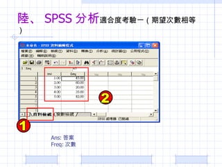 ꑡ SPSS  ʺ϶ȿһȣ Ans:  Freq: Δ 