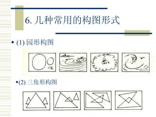 6. 几种常用的构图形式 (1) 园形构图 (2) 三角形构图 