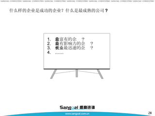 什么样的企业是成功的企业？什么是最成熟的公司 ? 最富有的企业？ 最有影响力的企业？ 成长最迅速的企业？ …… 