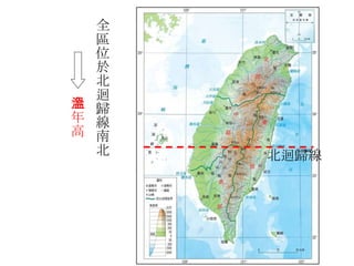 全區位於北迴歸線南北 全年高溫 北迴歸線 