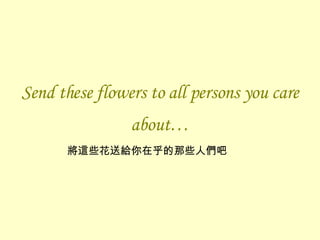 Send these flowers to all persons you care about… 將這些花送給你在乎的那些人們吧 