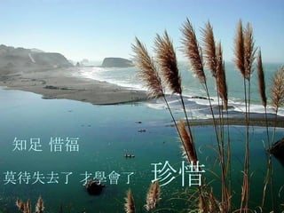 知足 惜福   莫待失去了 才學會了 珍惜 