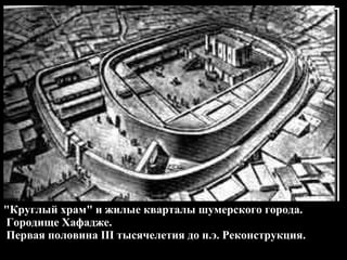 "Круглый храм"   и жилые кварталы шумерского города. Городище Хафадже. Первая половина III тысячелетия до н.э. Реконструкция.                     