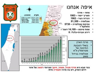 איפה אנחנו כפר סבא היא  מרכז מנהל ,  מסחר ,  חינוך  ושירותי  רפואה  של אזור דרום השרון ,  ויש בה מרכז  תעשייה  גדול .  מחוז – מרכז תאריך ייסוד –  1903 הכרזה כעיר  - 1962 אוכלוסיה –  81,300 צפיפות אוכלוסייה –  5738  נפש / קמ &quot; ר שטח שיפוט –  14,169  דונם דירוג חברתי - כלכלי : 6 מרכז הארץ בשולי הטבעת התיכונה של מטרופולין ת &quot; א אוכלוסיה בגידול מואץ 