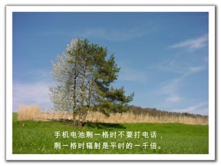 手 机电池 剩一格 时 不要打 电话 ， 剩一格 时辐射 是 平时 的一千倍 。 