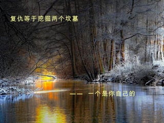 复仇等于挖掘两个坟墓 ——  一个是你自己的 