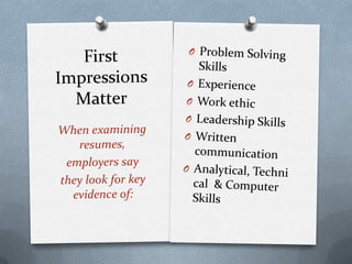 Career Center Resume 101 Workshop Pptx