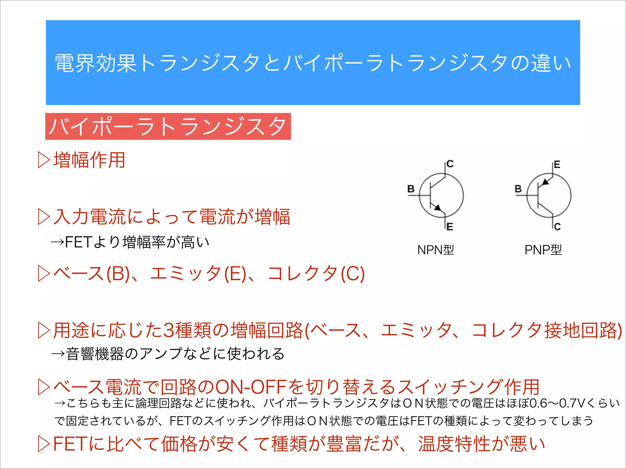 バイポーラトランジスタについて