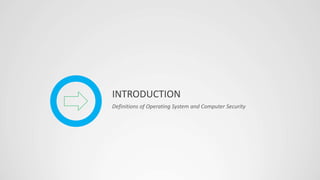 INTRODUCTION
Definitions of Operating System and Computer Security
 
