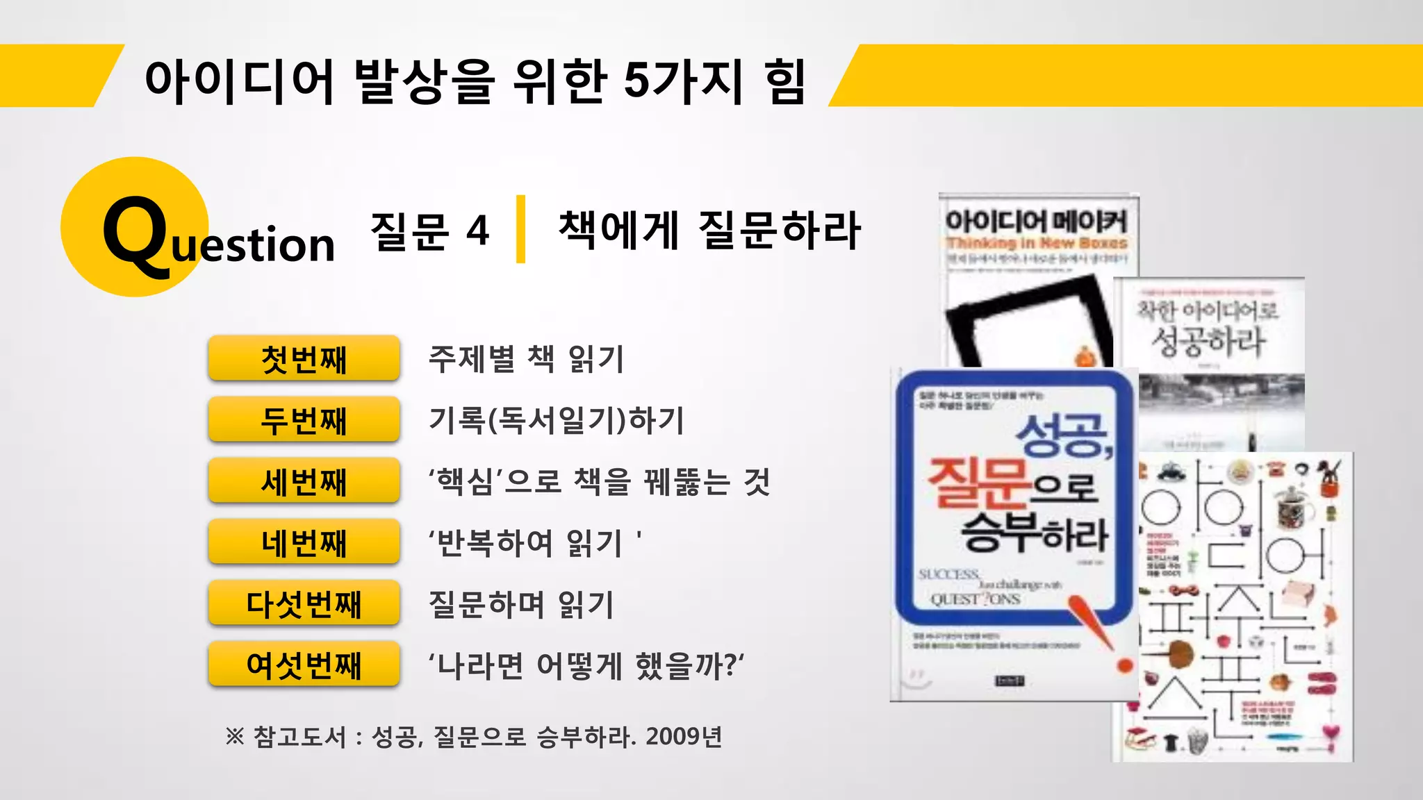 질문 4Question 책에게 질문하라
첫번째
두번째
세번째
네번째
다섯번째
여섯번째
 