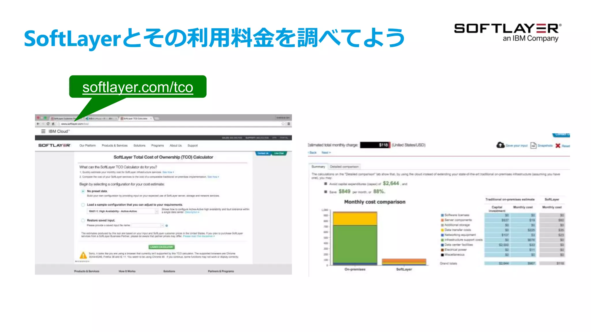 text
SoftLayerとその利⽤料⾦を調べてよう
softlayer.com/tco	
 