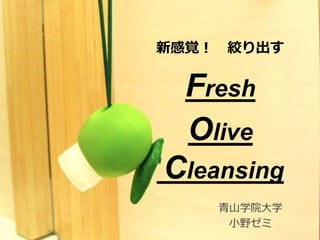 新感覚！ 絞り出す
Fresh
Olive
Cleansing
青山学院大学
小野ゼミ
 