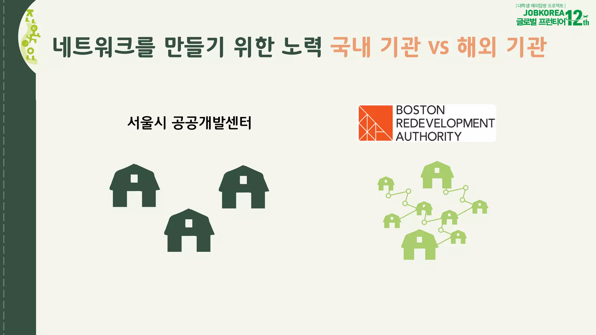 네트워크를 만들기 위한 노력 국내 기관 vs 해외 기관
서울시 공공개발센터
 