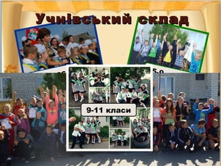 1-4 класи 5-9 класи
9-11 класи
Учнівський складУчнівський склад
 