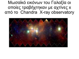 Μωσαϊκό εικόνων του Γαλαξία οι
οποίες τραβήχτηκαν με αχτίνες x
από το Chandra X-ray observatory
Chandra X-ray Observatory
 